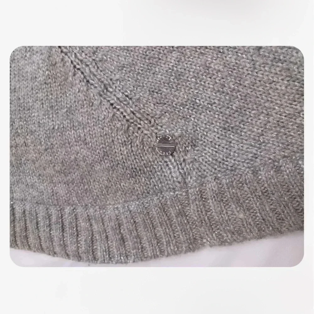 Michael Kors Wool Blend Grey Shimmery Poncho  Size Large - Picture 10 of 12